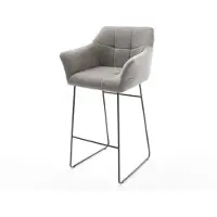 DELIFE Chaise-de-bar Yulo-Flex Tissu structuré doux Gris Pied trapèze noir Noir
