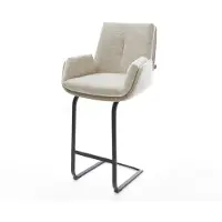 DELIFE Chaise-de-bar Clea-Flex Tissu tissé doux Beige Pied cantilever plat noir Noir