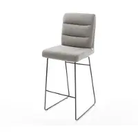 DELIFE Chaise-de-bar Pela-Flex Tissu structuré doux Gris Pied trapèze noir Noir