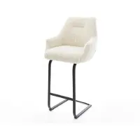 DELIFE Chaise-de-bar Alja-Flex Tissu teddy Beige Pied cantilever plat noir Noir Ressort ensaché