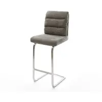 DELIFE Chaise-de-bar Pela-Flex Bouclé doux Boue Pied cantilever acier inoxydable Argent