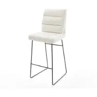 DELIFE Chaise-de-bar Pela-Flex Bouclé doux Beige Pied trapèze noir Noir