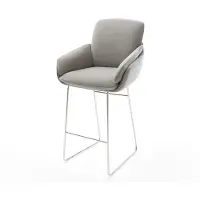 DELIFE Chaise-de-bar Luan-Flex Tissu structuré doux Gris Pied trapèze acier inoxydable Argent