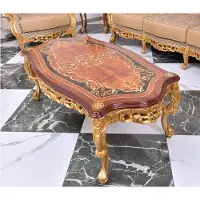 Casa Padrino Luxury Baroque Coffee Table Brown / Gold 128 cm - Meubles baroques - Italy