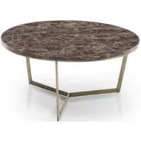Casa Padrino Table basse de luxe noir / laiton Ø 90 x H. 41 cm - Table de salon ronde avec plateau en marbre artificiel - Meubles de salon - Meubles d'hôtel - Meubles de luxe