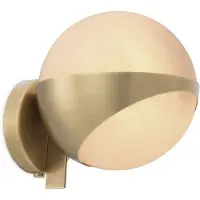 Casa Padrino Luxe Applique murale couleur laiton antique / blanc 14 x 18 x H. 19 cm - Elégante lampe murale en métal avec abat-jour en verre rond