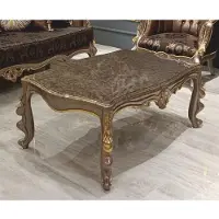 Casa Padrino Luxe Table basse baroque Gris / Or 123 cm - Meubles de salon de style baroque