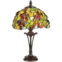 Casa Padrino Luxe Tiffany Lampe de Tabouret Multicolore Ø 20 x H. 38 cm - Lampe de Bureau Tiffany avec Abat-jour en Verre Rond - Lampe de Table Tiffany - Luminaires de Luxe - Luminaires Tiffany