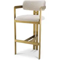 Casa Padrino tabouret de bar de luxe crème / laiton 53 x 44,5 x h. 107 cm - Tabouret de bar en acier inoxydable rembourré - Meubles de bar de luxe