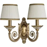 Casa Padrino Luxus Baroque Double Applique Laiton patiné / Blanc / Or H. 34 cm