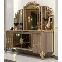 Casa Padrino Luxe Ensemble de meubles baroques Buffet avec miroir Noir / Gris / Or 214 x 88 x H. 192 cm - Armoire somptueuse en bois massif avec miroir mural élégant - Meubles de style baroque
