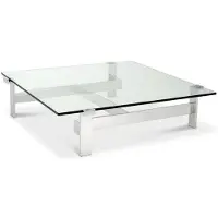 Casa Padrino Table basse de luxe Argent 120 x 120 x H. 30 cm - Table de salon carrée en acier inoxydable avec plateau en verre - Meubles de salon - Qualité de luxe