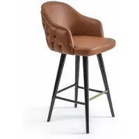 Casa Padrino Chesterfield Chaise de bar de luxe en similicuir brun / noir / or H. 108 cm - Meubles d'hôtel et de bar