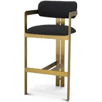 Casa Padrino tabouret de bar de luxe noir / laiton 53 x 44,5 x h. 107 cm - Tabouret de bar en acier inoxydable rembourré - Meubles de bar de luxe
