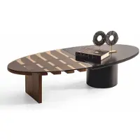 Casa Padrino Luxe Table basse avec plateau en verre Marron foncé / Marron 150 cm - Meubles de salon