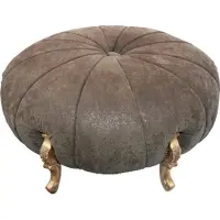 Casa Padrino Immense tabouret rond baroque Tabouret marron aspect cuir / or