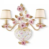 Casa Padrino Applique murale double de luxe en porcelaine Coloré / Or / Beige H. 55 cm - Italy