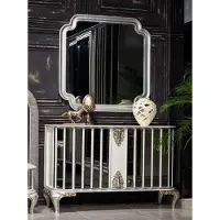 Casa Padrino Meubles baroques de luxe Ensemble buffet avec miroir blanc / argent - Armoire en bois massif avec miroir mural élégant - Meubles baroques - Noble et somptueux