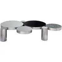 Casa Padrino Table basse design 203 x 117 x H. 40 cm - Table de salon moderne en acier inoxydable avec différentes surfaces et textures - Qualité de luxe - Meubles de salon