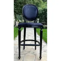 Casa Padrino Baroque Chaise de Bar Noir - Somptueux tabouret de bar en bois massif de style baroque avec tissu en velours noble - Bar Bar Mobilier