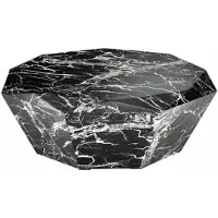 Casa Padrino Table basse Art Déco de luxe , en résine de synthèse noire, dimensions : 101 x H. 32 cm