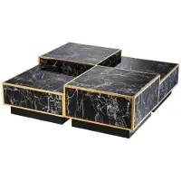Casa Padrino Ensemble de tables basses de luxe Art Déco , en résine de qualité, finition noire et dorée, comprenant 4 pièces