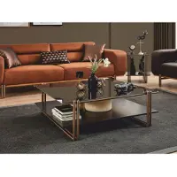 Casa Padrino Luxe Table basse avec plateau en verre Marron foncé / Bronze / Noir 100 cm