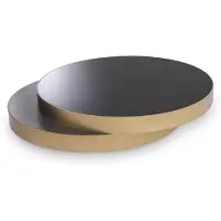 Casa Padrino Table basse de luxe Laiton / Noir / Gris Noir 140 x 120 x H. 28,5 cm - Table de salon moderne - Meubles de salon - Qualité de luxe