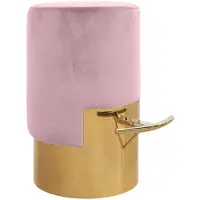 Casa Padrino Tabouret de bar de luxe rose / or Ø 46 x H. 76 cm - Meubles de bar