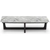 Casa Padrino Table basse de luxe Blanc / Noir 150 x 85 x H. 39 cm - Table de salon rectangulaire avec plateau en marbre italien Calacatta de haute qualité - Meubles de salon de luxe