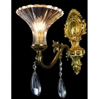 Casa Padrino Luxus Barock LED Kristall Wandleuchte Gold 15 x 37 x H. 37 cm - Lampe murale de style baroque avec abat-jour en verre et tentures en cristal - Luminaires baroques - Noble et somptueux