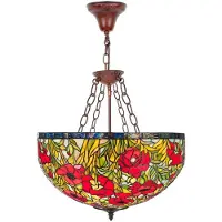 Casa Padrino Suspension Tiffany , motif floral, multicolore, diamètre 50 cm, hauteur 110 cm - Lampe de luxe fabriquée à la main