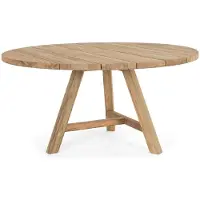 Casa Padrino Luxe Table de Jardin Naturelle Ø 150 x H. 75 cm - Table de jardin ronde en teck recyclé - Meubles de jardin en teck - Meubles de jardin de luxe
