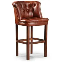 Casa Padrino Luxe Chesterfield Cuir Chaise de Bar Marron 63 x 56 x H. 107 cm - Tabouret de Bar rembourré en cuir véritable - Meubles de Bar Chesterfield