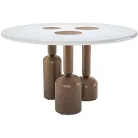 Casa Padrino Table de salle à manger de luxe Blanc / Bronze Ø 150 cm - Meubles d'hôtel et de restaurant de luxe