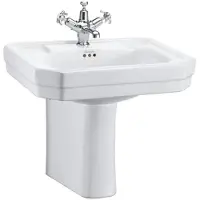Casa Padrino Lavabo en porcelaine , style Art nouveau, avec demi-socle, de couleur blanche, dimensions : 56 x 47 x hauteur 50 cm