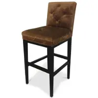 Casa Padrino Luxus Barstuhl Dunkelbraun / Schwarz 47 x 58 x H. 108 cm - Tabouret de bar Chesterfield fait main