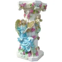 Casa Padrino Colonne baroque ange avec harpe Blanc / multicolore H. 90 cm - Colonne somptueuse de style antique - Accessoires de décoration baroque