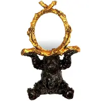 Casa Padrino Miroir de table baroque Ours noir / or 36 x H. 58 cm - miroir sur pied - miroir de maquillage - miroir cosmétique - miroir décoratif de style baroque