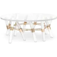 Casa Padrino Luxe Table de Jardin Or Ø 85 x H. 38,5 cm - Table basse ronde en acrylique résistant aux intempéries - Meubles de jardin - Meubles d'hôtel - Qualité de luxe
