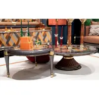 Casa Padrino Luxe Art Déco Table basse set de 2 pièces Gris / Multicolore / Marron / Or - Tables de salon Art Déco de luxe - Meubles de salon Art Déco de luxe