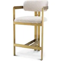 Casa Padrino tabouret de bar de luxe crème / laiton 53 x 44,5 x h. 97 cm - Tabouret de bar en acier inoxydable rembourré - Meubles de bar de luxe
