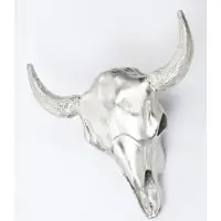 Casa Padrino Applique murale design Tête de taureau Argent 66 x 12 x H. 54 cm - Applique murale décorative en aluminium