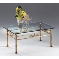 Casa Padrino Luxe Table basse laiton / bronze antique 120 x 70 x H. 50 cm - Table de salon rectangulaire en laiton avec plateau en verre - Meubles de salon - Qualité de luxe - Italy