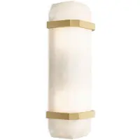 Casa Padrino Applique murale de luxe albâtre / laiton antique 13 x 11 x H. 42 cm - Lampe murale élégante avec abat-jour en albâtre - Luminaires de luxe