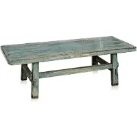 Casa Padrino Table basse , style rustique, en bois de pin, finition bleu, style antique. Dimensions : 140 x 54 x 43 cm