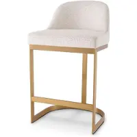 Casa Padrino tabouret de bar luxe blanc crème / laiton 53 x 51 x h. 93 cm - Tabouret de bar en acier inoxydable rembourré - Meubles de bar - Meubles de luxe - Qualité supérieure