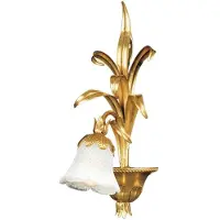 Casa Padrino Luxus Barock Wandleuchte Gold mit Patina / Weiß 22 x 25 x H. 49 cm - Lampe murale élégante de style baroque avec verre précieux de Murano - Luminaires baroques - Qualité de luxe - Italy