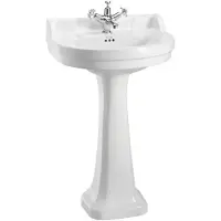Casa Padrino Lavabo en porcelaine , style Art nouveau, avec base, blanc, 56 x 47 x H. 96 cm