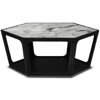 Casa Padrino Table basse de luxe Noir / Blanc 90 x 78 x H. 35 cm - Table de salon avec plateau en marbre - Meubles de salon - Meubles de luxe
